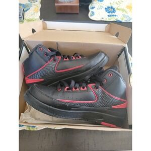 Air Jordan 2 Retro High Black Red Youth Basketball Shoes Sneakers Size 6.5Y
